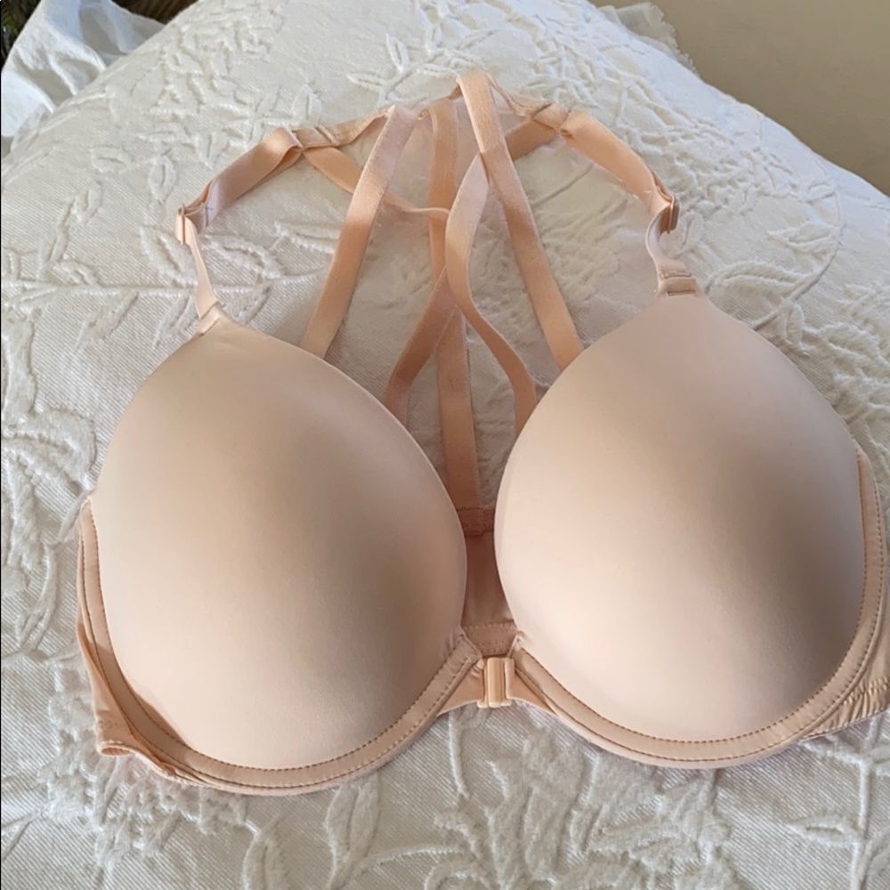 PINK strappy back front close push up